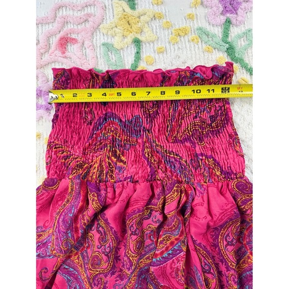 Snap Pink Paisley Strapless Dress High Low Hem Maxi Dress Summer Beach Cover LUp - Picture 6 of 10